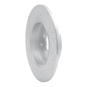 Kia Cadenza Brake Rotor (1) - Rear Right - R1 Concepts - Drilled & Slotted - Silver - `17-`19